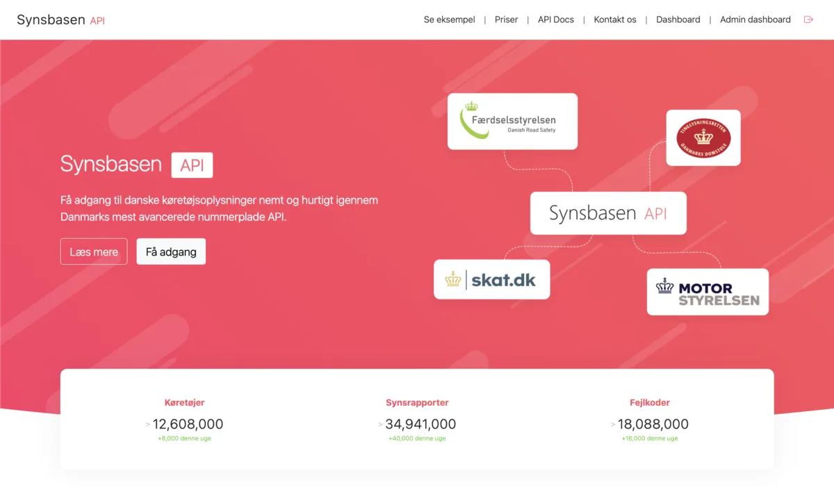 Skærmbillede af Synsbasen API